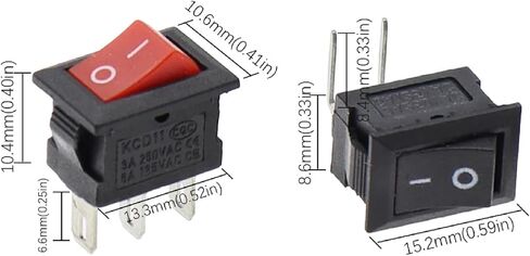 KCD11 الروك التبديل 10 * 15mm مفتاح زر الضغط الصغير ON-Off/ON-Off-ON 2 Pins / 3 Pins 3A 250VAC / 6A 125VAC 10x15mm 3pin ON-Off أسود in Saudi Arabia