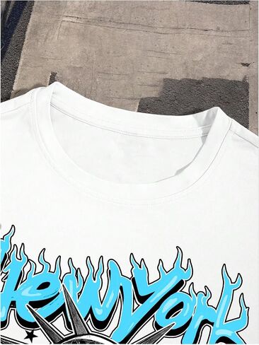 Men's 2 Piece Casual Outfits Y2K Short Sleeve Graphic Tees & Drawstring Track Shorts Streetwear in Saudi Arabia