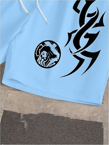 Men's 2 Piece Casual Outfits Y2K Short Sleeve Graphic Tees & Drawstring Track Shorts Streetwear in Saudi Arabia