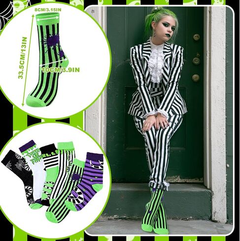 6 Pairs Halloween Horror Socks Halloween Sandworm Costumes Scary Calf Length Socks Gifts for Scary Movie Lover in Saudi Arabia