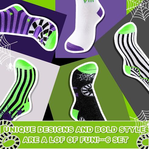 6 Pairs Halloween Horror Socks Halloween Sandworm Costumes Scary Calf Length Socks Gifts for Scary Movie Lover in Saudi Arabia