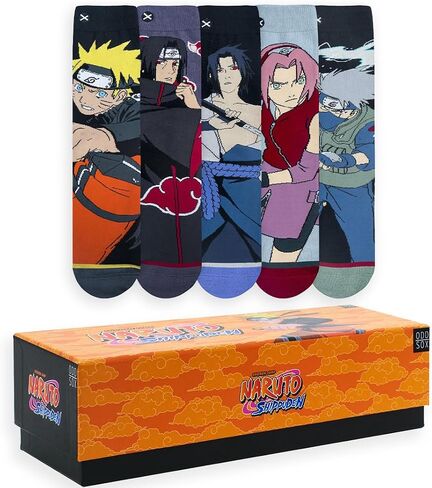 مجموعة هدايا Odd Sox–Men’s Crew Sock Gift Box - 5 جوارب ملونة ومريحة ومميزة - رائعة لمحبي الحبوب والرسوم المتحركة in Saudi Arabia