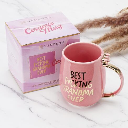 Hendson Grandma Birthday Gifts - Best Grandma Ever - Funny Gift For Nana, New Grandma, Pregnancy Announcement For Grandparents, Grandma To Be, Grandmother - Pink Marble Mug, 11.5oz Coffee Cup in Saudi Arabia