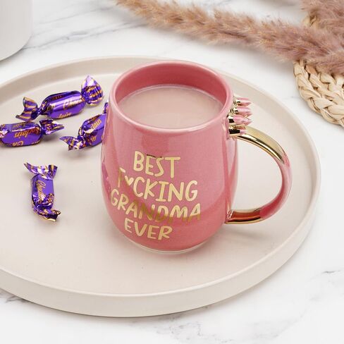 Hendson Grandma Birthday Gifts - Best Grandma Ever - Funny Gift For Nana, New Grandma, Pregnancy Announcement For Grandparents, Grandma To Be, Grandmother - Pink Marble Mug, 11.5oz Coffee Cup in Saudi Arabia