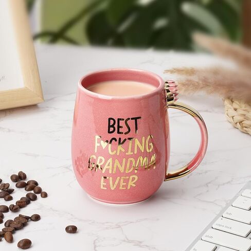 Hendson Grandma Birthday Gifts - Best Grandma Ever - Funny Gift For Nana, New Grandma, Pregnancy Announcement For Grandparents, Grandma To Be, Grandmother - Pink Marble Mug, 11.5oz Coffee Cup in Saudi Arabia