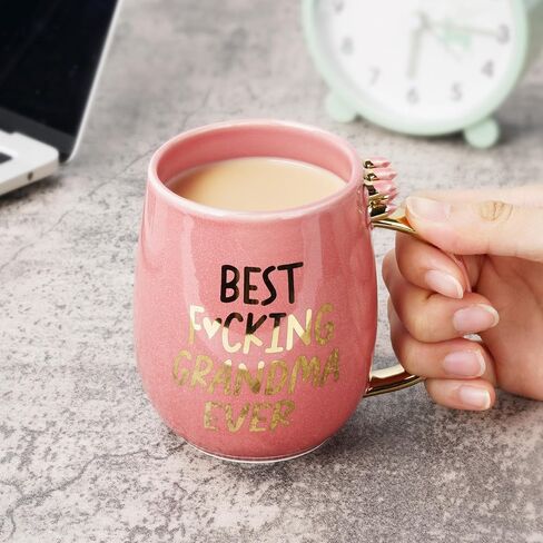 Hendson Grandma Birthday Gifts - Best Grandma Ever - Funny Gift For Nana, New Grandma, Pregnancy Announcement For Grandparents, Grandma To Be, Grandmother - Pink Marble Mug, 11.5oz Coffee Cup in Saudi Arabia