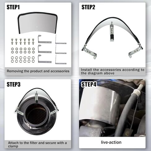 Universal Air Intake Filter Cover with Protective Edge Design Heat Shield Stainless Steel Compatible with 2.5-3.5" Cone Filter Silver in Saudi Arabia
