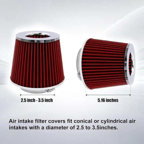 Universal Air Intake Filter Cover with Protective Edge Design Heat Shield Stainless Steel Compatible with 2.5-3.5" Cone Filter Silver in Saudi Arabia