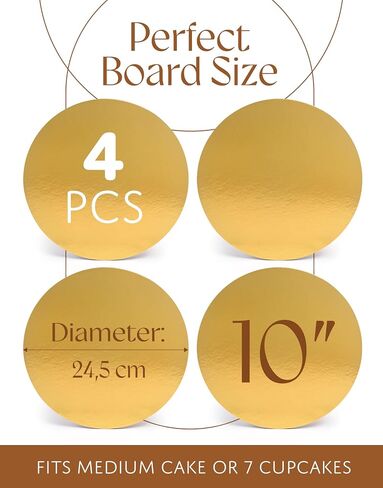 Premium Cake Boxes with Cake Boards Set - 12 Front-Loading Cake Boxes 10", 12 White/Gold Greaseproof Cake Boards 10 Inch – Sturdy Cardboard Cake Boxes, Thick Cake Boards – Window Cake Box Set in Saudi Arabia