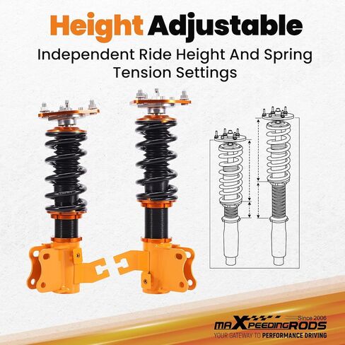 maxpeedingrods قطعتان من اللفائف الأمامية لنيسان S13 240SX 1989-1994، طقم تعليق كويلوفيرز قابل للتعديل 24 مستوى، طقم خفض الارتفاع قابل للتعديل، ذهبي in Saudi Arabia