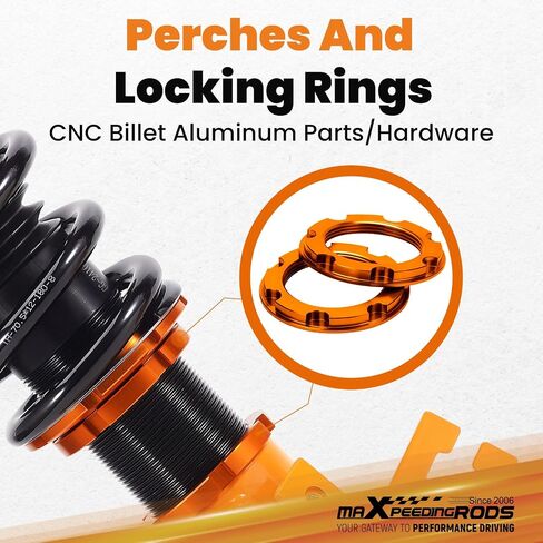 maxpeedingrods قطعتان من اللفائف الأمامية لنيسان S13 240SX 1989-1994، طقم تعليق كويلوفيرز قابل للتعديل 24 مستوى، طقم خفض الارتفاع قابل للتعديل، ذهبي in Saudi Arabia