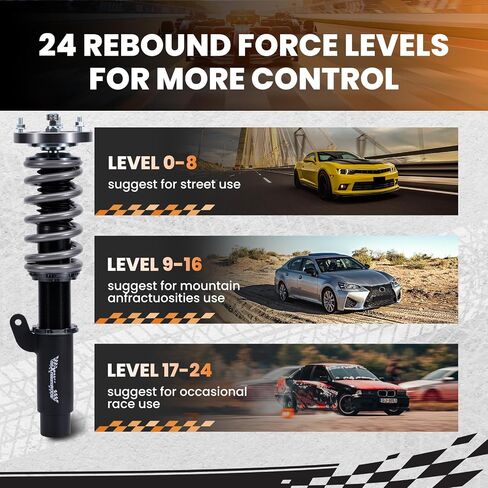 كويلوفيرس maxpeedingrods Racing Coilovers لهوندا سيفيك 1988-2000، لهوندا CR-X 1988-1991، لCR-X Delsol 93-97، لأكيورا إنتيجرا 1990-2001، 24 مستوى كويلوفر قابل للتعديل، مجموعة خفض T7 مطورة in Saudi Arabia