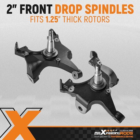 طقم خفض المغزل الأمامي 2 بوصة من maxpeedingrods لسيارة Chevy Silverado/GMC Sierra C1500 C2500 1988-1998، لسيارة Chevy Suburban C1500 C2500 1992-1999 مع دوارات 1.25 بوصة in Saudi Arabia
