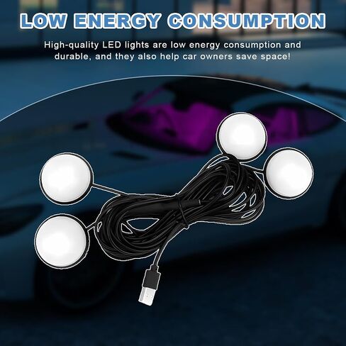 مصابيح LED داخلية للسيارة، مجموعة إضاءة نيون محيطة للسيارة مع جهاز تحكم عن بعد، مجموعة إضاءة LED للديكور الليلي مع منفذ USB للسيارة والحديقة والمطبخ المنزلي (ملونة) in Saudi Arabia