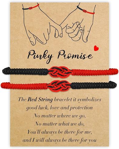 Pinky Promise Bracelet Valentines Day Gifts for Him as Matching Couple Bracelet Handmade His and Hers Bracelet with Adjustable Relationship Bracelet as Boyfriend Red String Bracelet Jewelry in Kuwait
