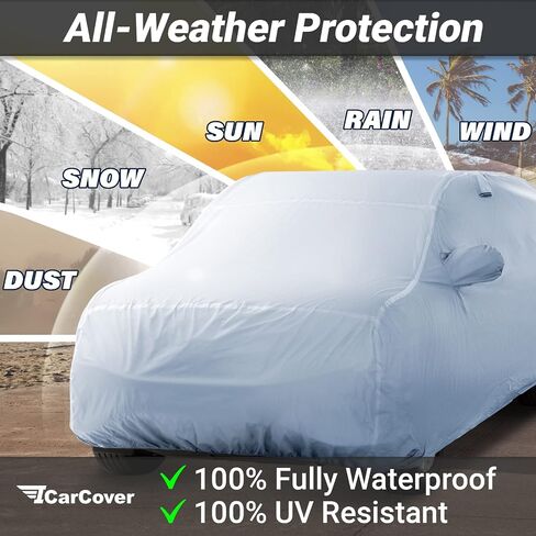 غطاء iCarCover Premium لسيارات الدفع الرباعي لعام 1978-1996 Ford Bronco مع إطار احتياطي شديد التحمل مقاوم للماء في جميع الأحوال الجوية، أغطية حماية من الثلوج فوق البنفسجية في الأماكن المغلقة والخارجية مع أشرطة وحقيبة in Saudi Arabia