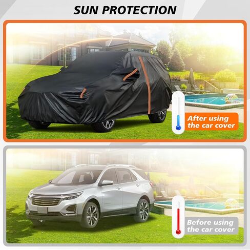 Car Cover for Chevy Equinox, Custom Fit Equinox Cover 2005-2025, Covers for Chevrolet Equinox, All Weather with Door Zipper/Reflective Strip/Windproof Bands, Sun UV Dust Wind Rain Snow Protection in Saudi Arabia