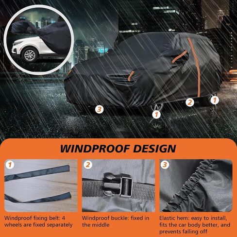 Car Cover for Chevy Equinox, Custom Fit Equinox Cover 2005-2025, Covers for Chevrolet Equinox, All Weather with Door Zipper/Reflective Strip/Windproof Bands, Sun UV Dust Wind Rain Snow Protection in Saudi Arabia