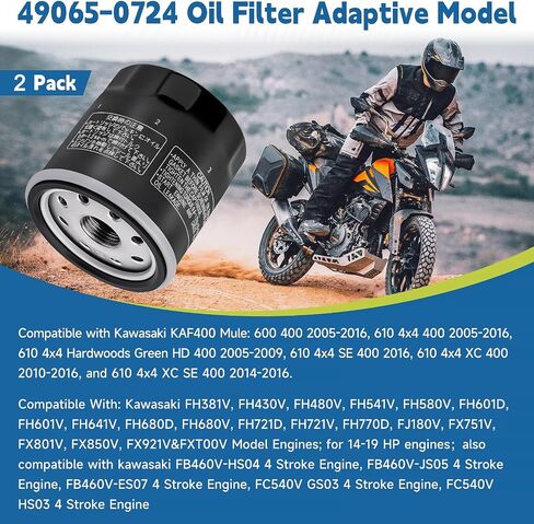 2PCS 49065-0724 Oil Filter 49065-7010 AM107423 for Kawasaki FX850V FX801V FJ180V FH381-721V FH601-770D FX751-FX1000V Engine Models,Club Car 1016467 S-tens 120-634 49065-2071 Oil Filter (2 pcs) in Saudi Arabia