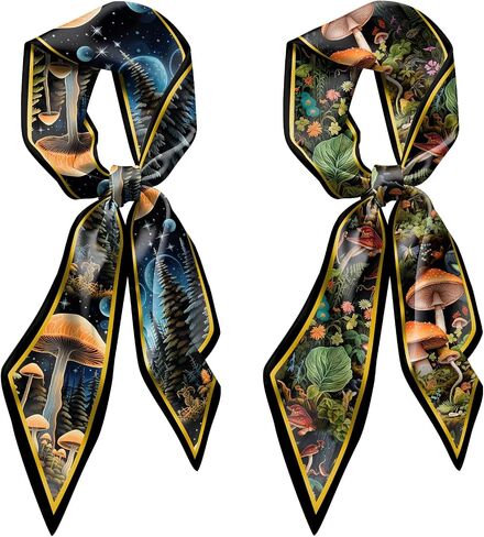 2PCS Scarf Silk Feeling Hair Head Satin Long Neck Fashion Scarfs for Bag Decoration Women Girls Cute 59 * 6.7" in Kuwait