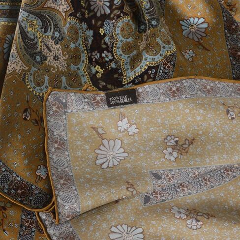 Women 100% Mulberry Silk Scarf Evening Square Shawl 43"*43" - Floral Print, for Party, Travel & Photography (Headscarf/Wrap) in Kuwait