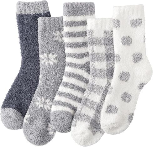 Fuzzy Socks for Women Soft Cozy Warm Fluffy Winter Gifts Slipper Plush Sleep Socks 5 Pairs in Saudi Arabia