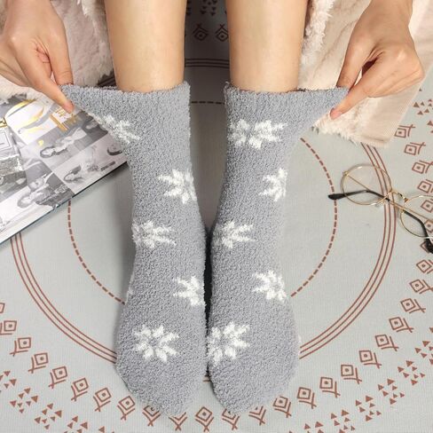 Fuzzy Socks for Women Soft Cozy Warm Fluffy Winter Gifts Slipper Plush Sleep Socks 5 Pairs in Saudi Arabia