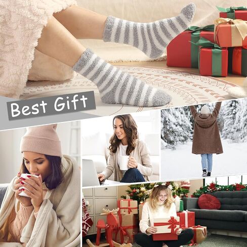 Fuzzy Socks for Women Soft Cozy Warm Fluffy Winter Gifts Slipper Plush Sleep Socks 5 Pairs in Saudi Arabia