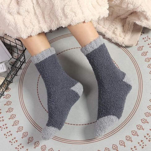 Fuzzy Socks for Women Soft Cozy Warm Fluffy Winter Gifts Slipper Plush Sleep Socks 5 Pairs in Saudi Arabia