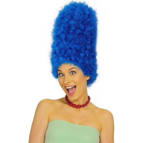 Long Blue Wig Blue Curly Wig Funny Wigs for Women Party Wigs for Adults Funny Costumes for Women Fancy Dress Wig Cosplay Outfit Halloween Party+ Hair Cap in Kuwait