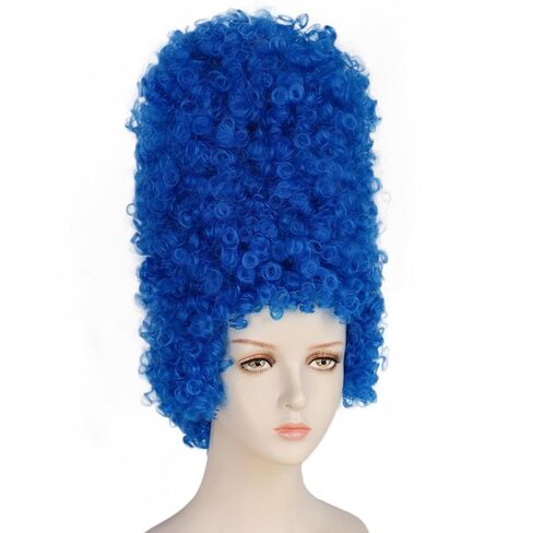 Long Blue Wig Blue Curly Wig Funny Wigs for Women Party Wigs for Adults Funny Costumes for Women Fancy Dress Wig Cosplay Outfit Halloween Party+ Hair Cap in Kuwait