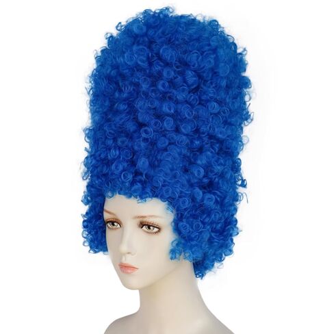 Long Blue Wig Blue Curly Wig Funny Wigs for Women Party Wigs for Adults Funny Costumes for Women Fancy Dress Wig Cosplay Outfit Halloween Party+ Hair Cap in Kuwait