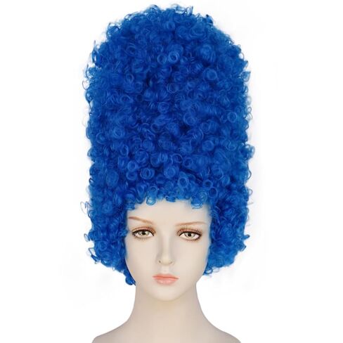 Long Blue Wig Blue Curly Wig Funny Wigs for Women Party Wigs for Adults Funny Costumes for Women Fancy Dress Wig Cosplay Outfit Halloween Party+ Hair Cap in Kuwait