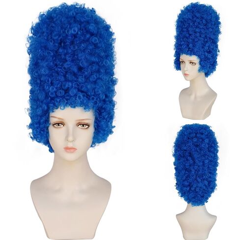 Long Blue Wig Blue Curly Wig Funny Wigs for Women Party Wigs for Adults Funny Costumes for Women Fancy Dress Wig Cosplay Outfit Halloween Party+ Hair Cap in Kuwait