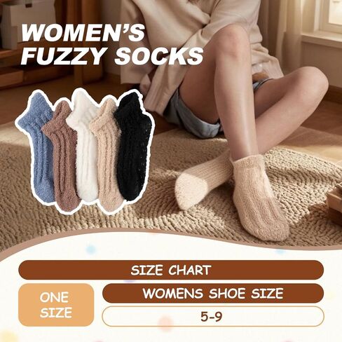 COOPLUS Non Slip Hospital Socks with Grips for Women Cozy Fluffy Winter Warm Fuzzy Slipper Socks for Women in Saudi Arabia