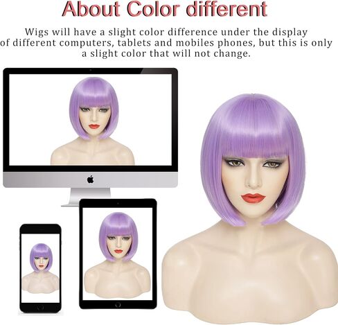 Burgundy Bob Wig With Bangs Short Dark Red Bob Wigs For Women Lavender Straight Bob Bangs Wig 10 Inch Heat Resistant Synthetic Hair Natural Looking For Daily in Saudi Arabia