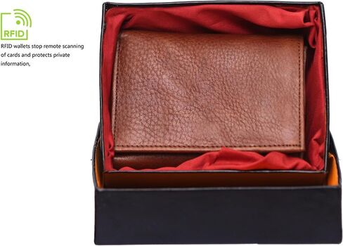 Mens Leather Wallets Rfid Blocking - Trifold Leather Wallet Secure, Durable & Slim Design with Ultra Strong Stitching, Travel Essentials Wallet - Extra Capacity with 7 Card Slots (Black) in Saudi Arabia