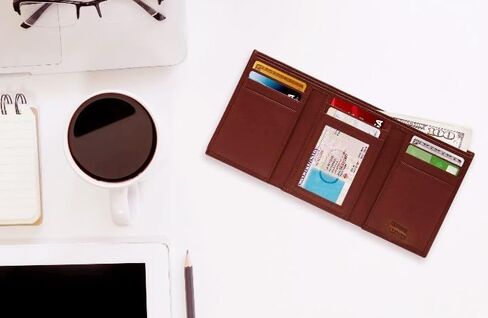 Mens Leather Wallets Rfid Blocking - Trifold Leather Wallet Secure, Durable & Slim Design with Ultra Strong Stitching, Travel Essentials Wallet - Extra Capacity with 7 Card Slots (Black) in Saudi Arabia