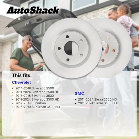 دوارات الفرامل الأمامية المحفورة والمشقوقة من AutoShack | بديل لسيارة جي إم سي سييرا 2500 HD شيفروليه سوبربان 2011-2025 سيلفرادو 2500 HD سيلفرادو 3500 HD | فضة مطلية بالزنك | مجموعة 2 جهاز كمبيوتر | سيلفر شيلد برو in Saudi Arabia