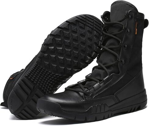Men's Leather High Top Lace Up Military Tactical Boots 8 Inches Lightweight Combat Boots Durable Work Desert Army Jungle Booties in Saudi Arabia