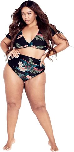 City Chic Women's Plus Size Top - Ingrid Cap Sleeve Print in Saudi Arabia