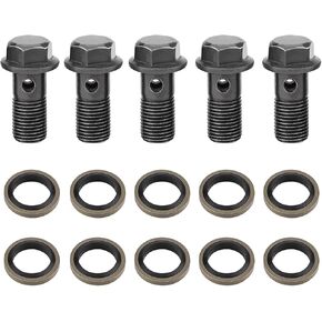 5PCS Brake Banjo Bolts, Iron Brake Banjo Bolt Kit, Motorcycle Banjo Bolts with 10PCS Banjo Fitting Washers Replacement Parts for Brake Caliper Master Cylinder (M10×1.25mm) in Kuwait