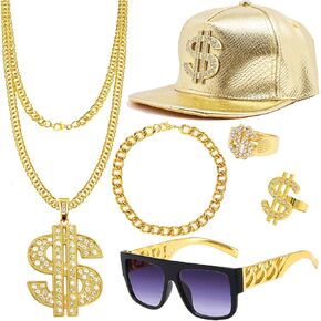 80s 90s Outfits Men Women Rapper Jewelry Hip Hop Costume Kit for Halloween Cosplay in Saudi Arabia