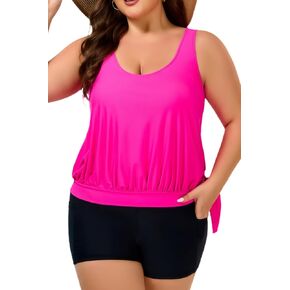 ملابس سباحة تانكيني مقاس كبير من COCOPEAR مكونة من قطعتين للنساء والأولاد شورتات وملابس سباحة وتحكم في البطن بلوسون محافظ in Kuwait