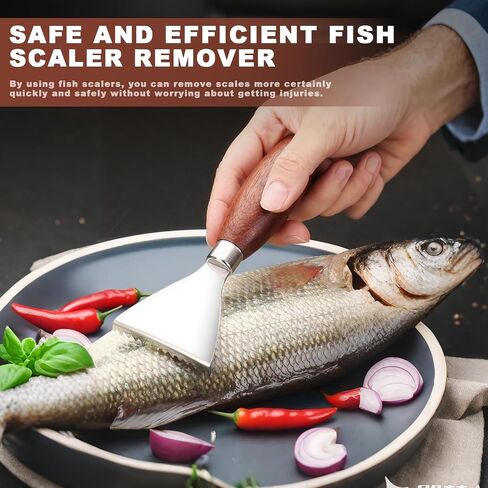 2 Pack Fish Scale Remover, 304 Stainless Fish Scales Scraping Tool, Serrated Fish Cleaning Tools, Fish Descaler Tool for Restaurant Chef and Home Cooking Seafood Tools in Saudi Arabia