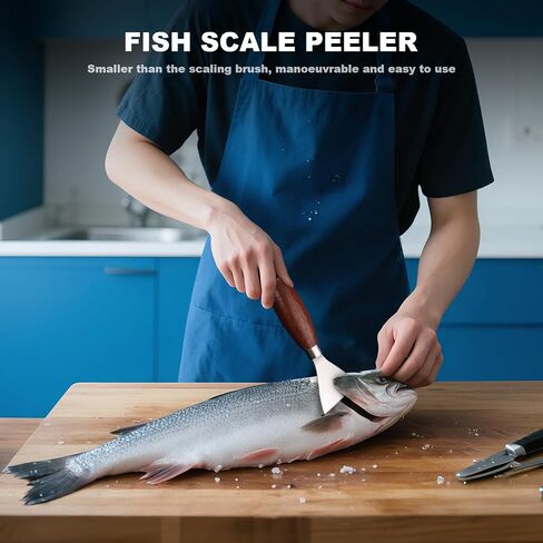 2 Pack Fish Scale Remover, 304 Stainless Fish Scales Scraping Tool, Serrated Fish Cleaning Tools, Fish Descaler Tool for Restaurant Chef and Home Cooking Seafood Tools in Saudi Arabia