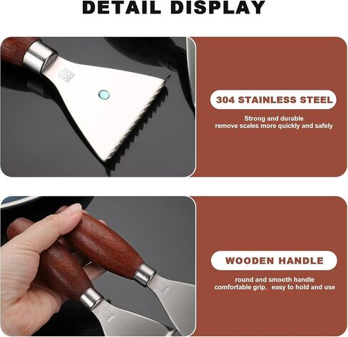 2 Pack Fish Scale Remover, 304 Stainless Fish Scales Scraping Tool, Serrated Fish Cleaning Tools, Fish Descaler Tool for Restaurant Chef and Home Cooking Seafood Tools in Saudi Arabia