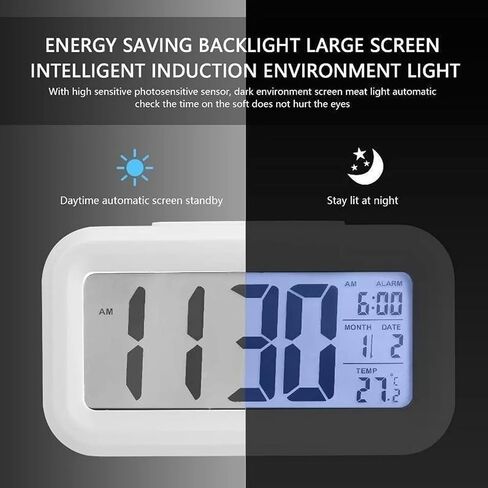 ساعة منبه رقمية مطورة، شاشة LED مقاس 4.3 بوصة مع درجة حرارة أكبر وتحكم في الإضاءة الخلفية المحمولة وسطوع تقويم الغفوة للجميع (أخضر) in Saudi Arabia