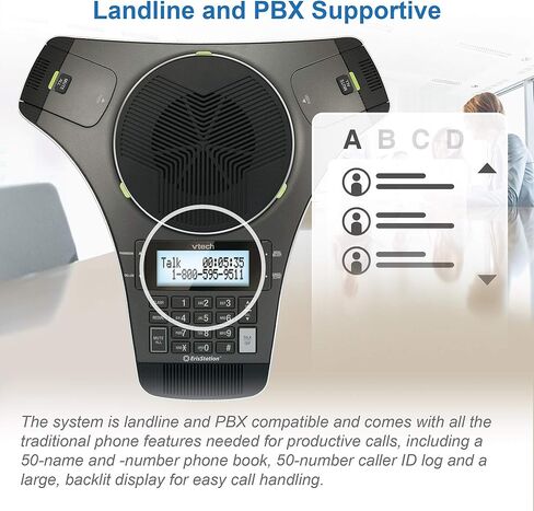 VTech VCS712 ErisStation DECT 6.0 Wireless Conference Phone with Two Wireless Mics Using Orbitlink Wireless Technology, Full-Duplex Speakerphone, Small & Medium Business, up to 24 Hrs. Talk time in Kuwait