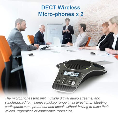 VTech VCS712 ErisStation DECT 6.0 Wireless Conference Phone with Two Wireless Mics Using Orbitlink Wireless Technology, Full-Duplex Speakerphone, Small & Medium Business, up to 24 Hrs. Talk time in Kuwait